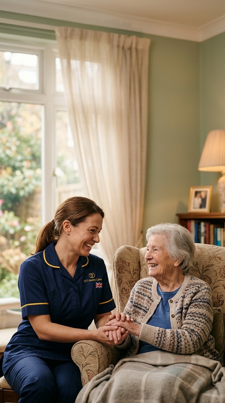 D17-Home Care professional supporting an elderly resident in London