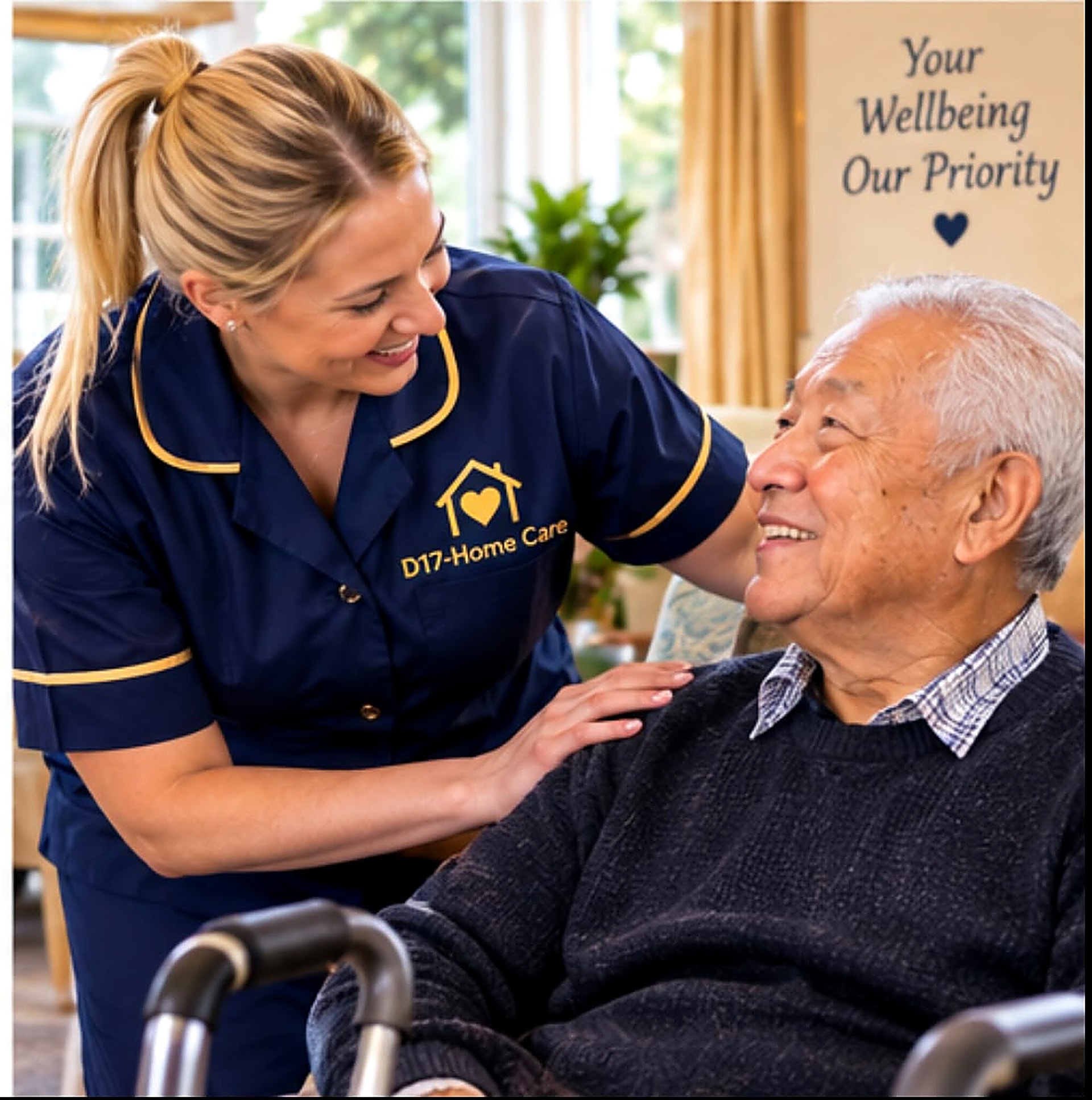 D17-Home Care professional supporting an elderly resident in London